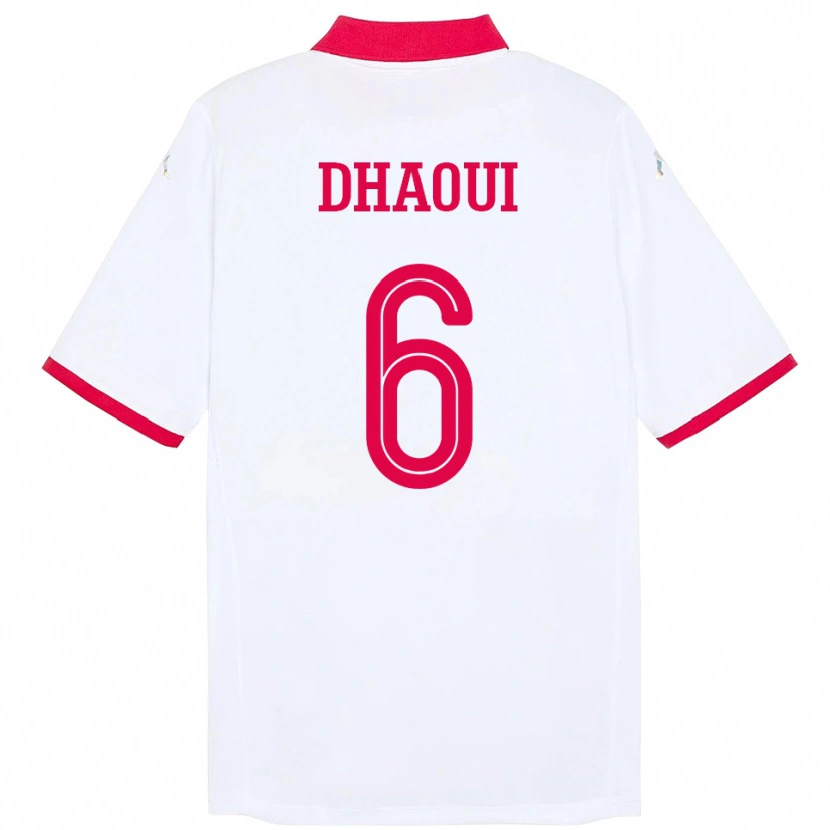 Danxen Niño Camiseta Túnez Elyes Dhaoui #6 Blanco 2ª Equipación 24-26 La Camisa México