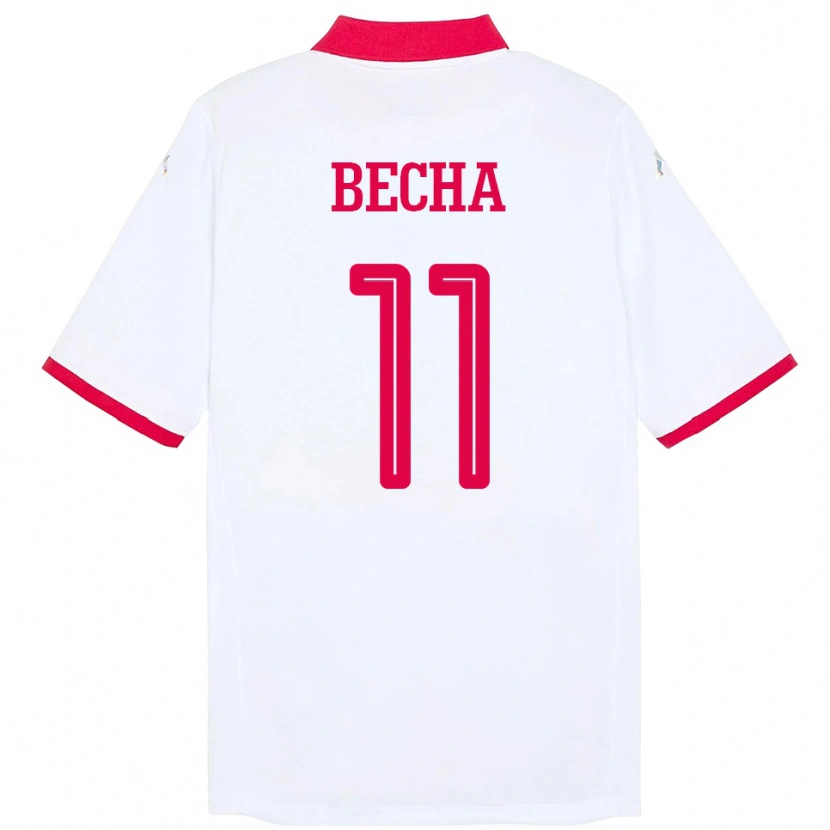 Danxen Niño Camiseta Túnez Youssef Becha #11 Blanco 2ª Equipación 24-26 La Camisa México