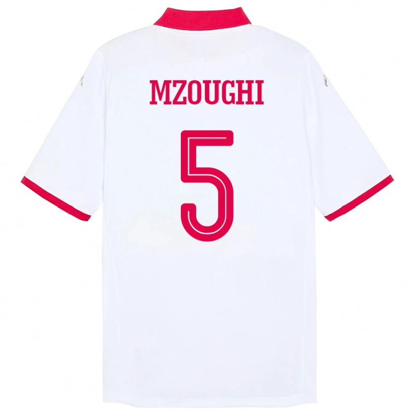 Danxen Niño Camiseta Túnez Iskander Mzoughi #5 Blanco 2ª Equipación 24-26 La Camisa México