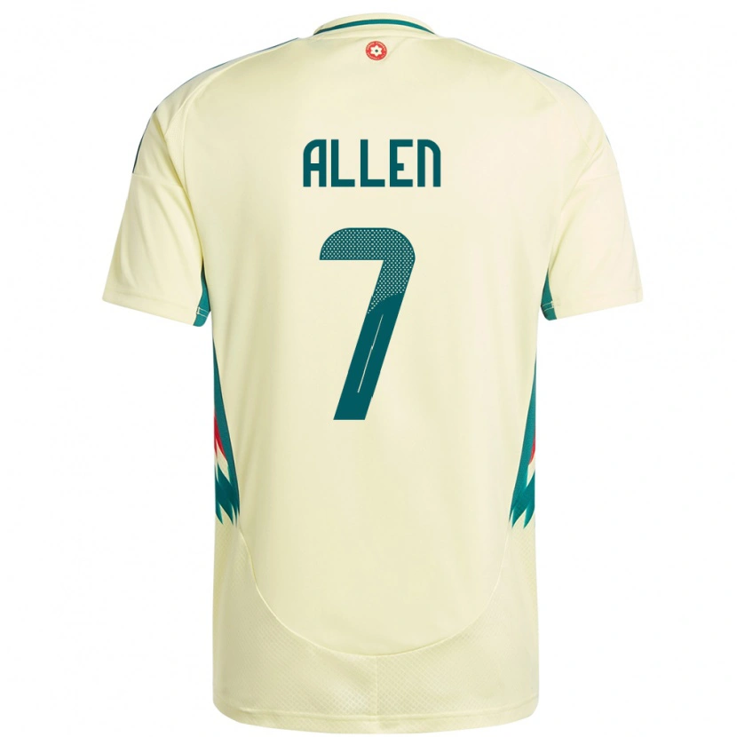 Danxen Niño Camiseta Gales Joe Allen #7 Beige Amarillo 2ª Equipación 24-26 La Camisa México