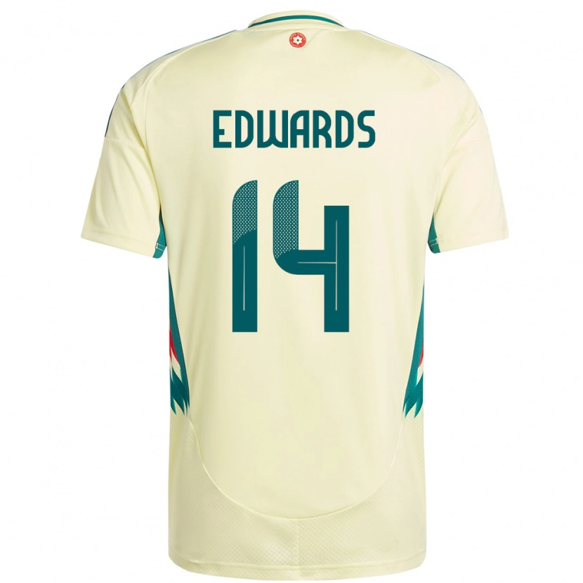 Danxen Niño Camiseta Gales Noah Edwards #14 Beige Amarillo 2ª Equipación 24-26 La Camisa México