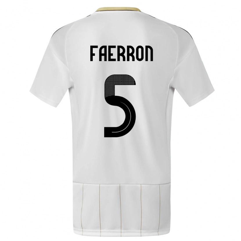 Danxen Niño Camiseta Costa Rica Fernán Faerron #5 Blanco 2ª Equipación 24-26 La Camisa México