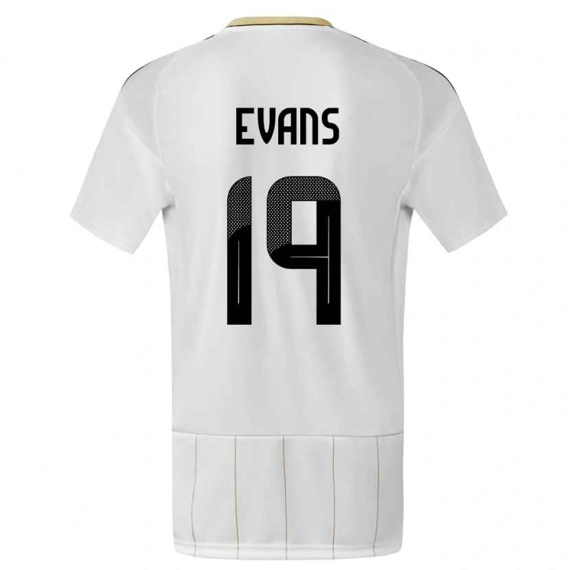 Danxen Niño Camiseta Costa Rica Jordy Evans #19 Blanco 2ª Equipación 24-26 La Camisa México