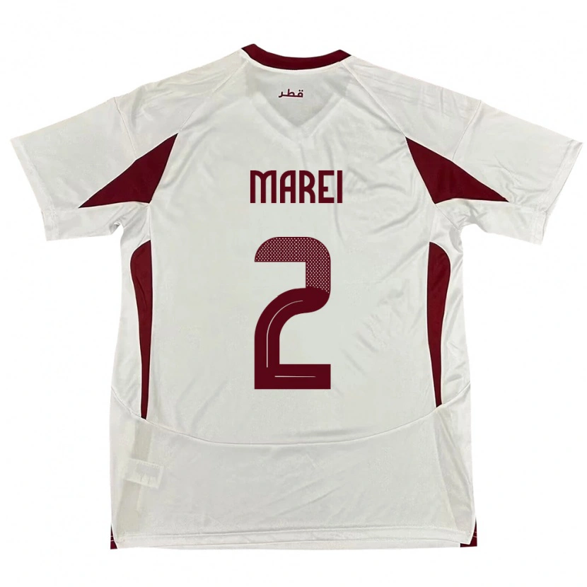 Danxen Niño Camiseta Catar Yousef Marei #2 Blanco 2ª Equipación 24-26 La Camisa México