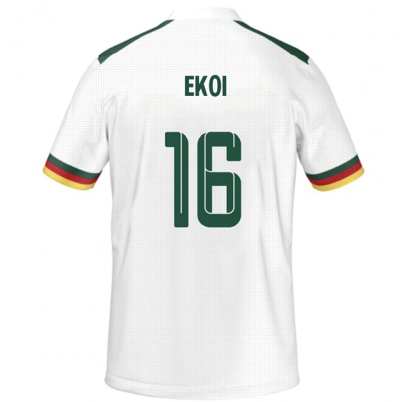 Danxen Niño Camiseta Camerún Manfred Ekoi #16 Blanco 2ª Equipación 24-26 La Camisa México