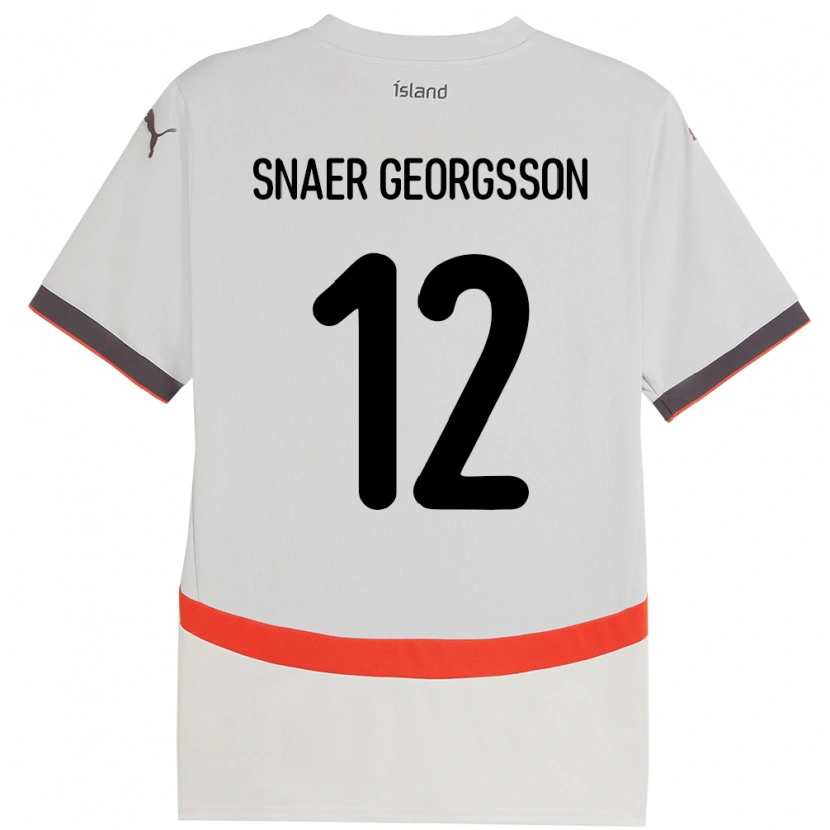 Danxen Niño Camiseta Islandia Halldór Snaer Georgsson #12 Blanco 2ª Equipación 24-26 La Camisa México