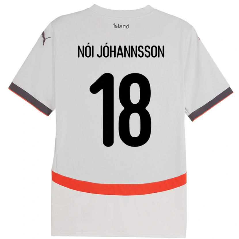 Danxen Niño Camiseta Islandia Sigurdur Nói Jóhannsson #18 Blanco 2ª Equipación 24-26 La Camisa México