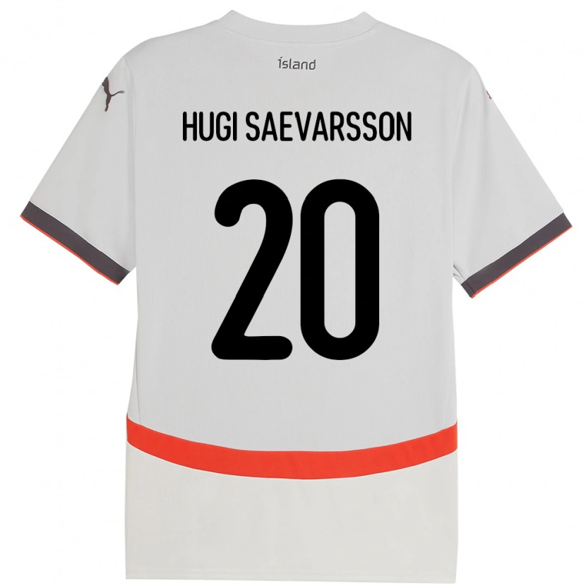 Danxen Niño Camiseta Islandia Róbert Hugi Saevarsson #20 Blanco 2ª Equipación 24-26 La Camisa México