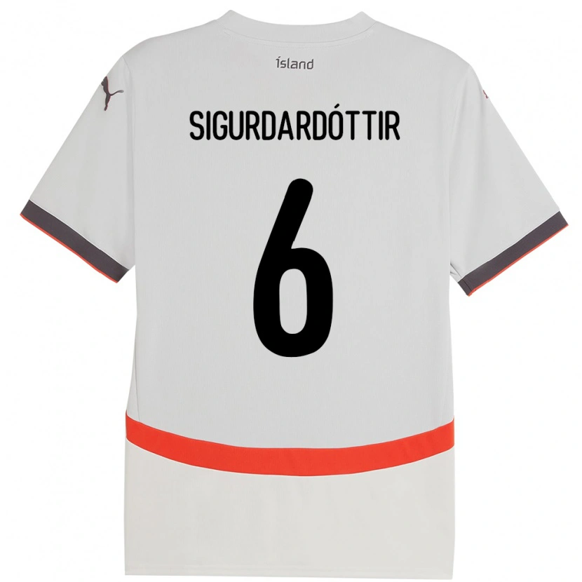 Danxen Niño Camiseta Islandia Ingibjörg Sigurðardóttir #6 Blanco 2ª Equipación 24-26 La Camisa México