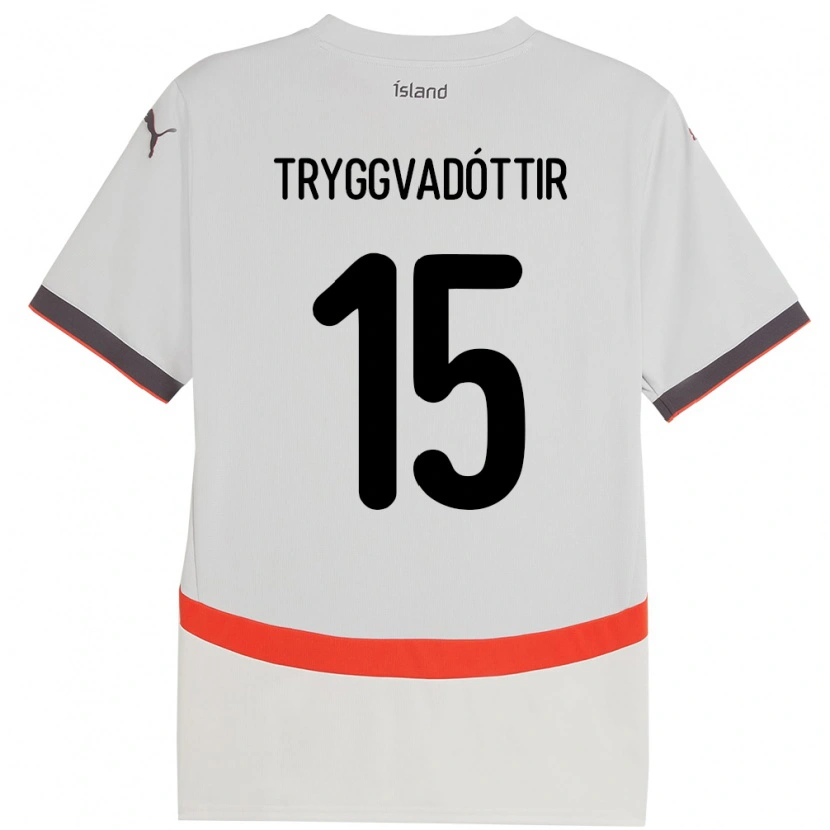 Danxen Niño Camiseta Islandia Katla Tryggvadóttir #15 Blanco 2ª Equipación 24-26 La Camisa México