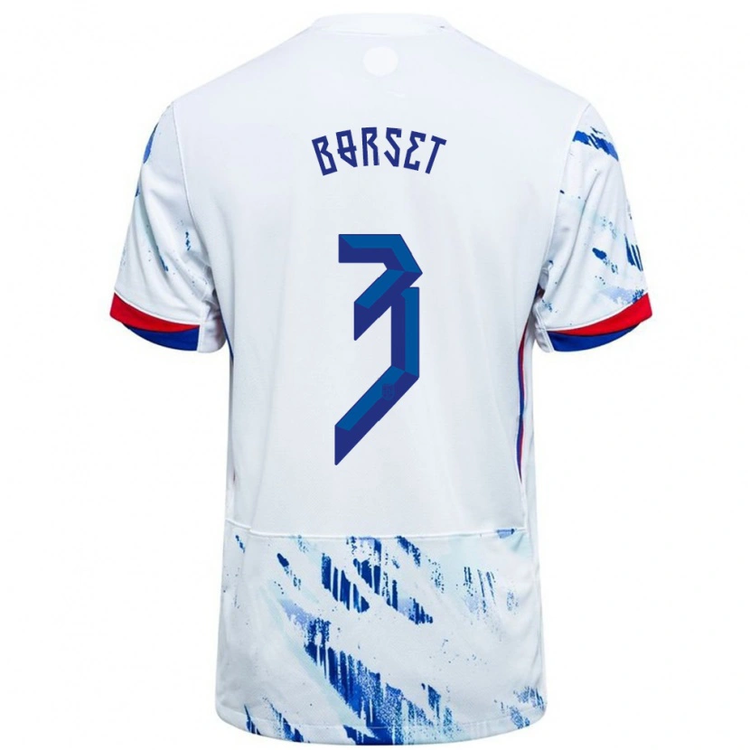 Danxen Niño Camiseta Noruega Anders Børset #3 Blanco Azul 2ª Equipación 24-26 La Camisa México