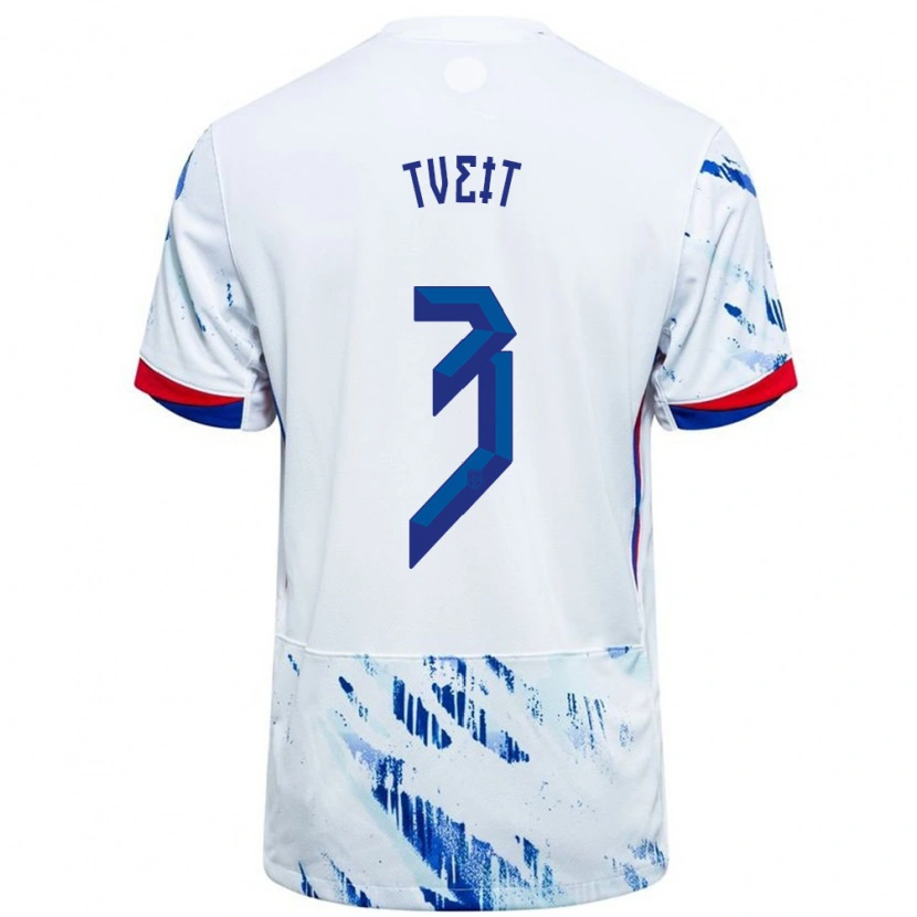 Danxen Niño Camiseta Noruega Aksel Tveit #3 Blanco Azul 2ª Equipación 24-26 La Camisa México