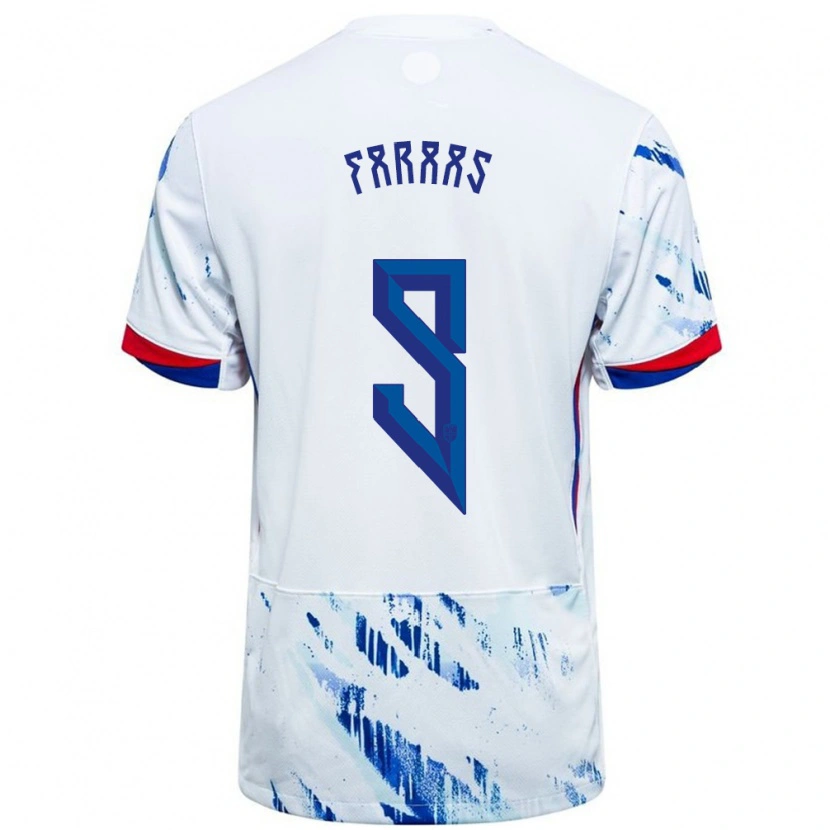 Danxen Niño Camiseta Noruega Benjamin Faraas #9 Blanco Azul 2ª Equipación 24-26 La Camisa México
