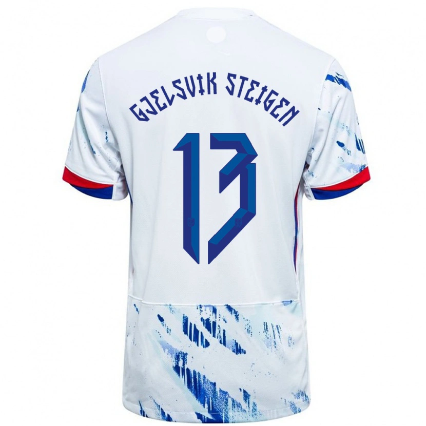 Danxen Niño Camiseta Noruega Rasmus Gjelsvik Steigen #13 Blanco Azul 2ª Equipación 24-26 La Camisa México