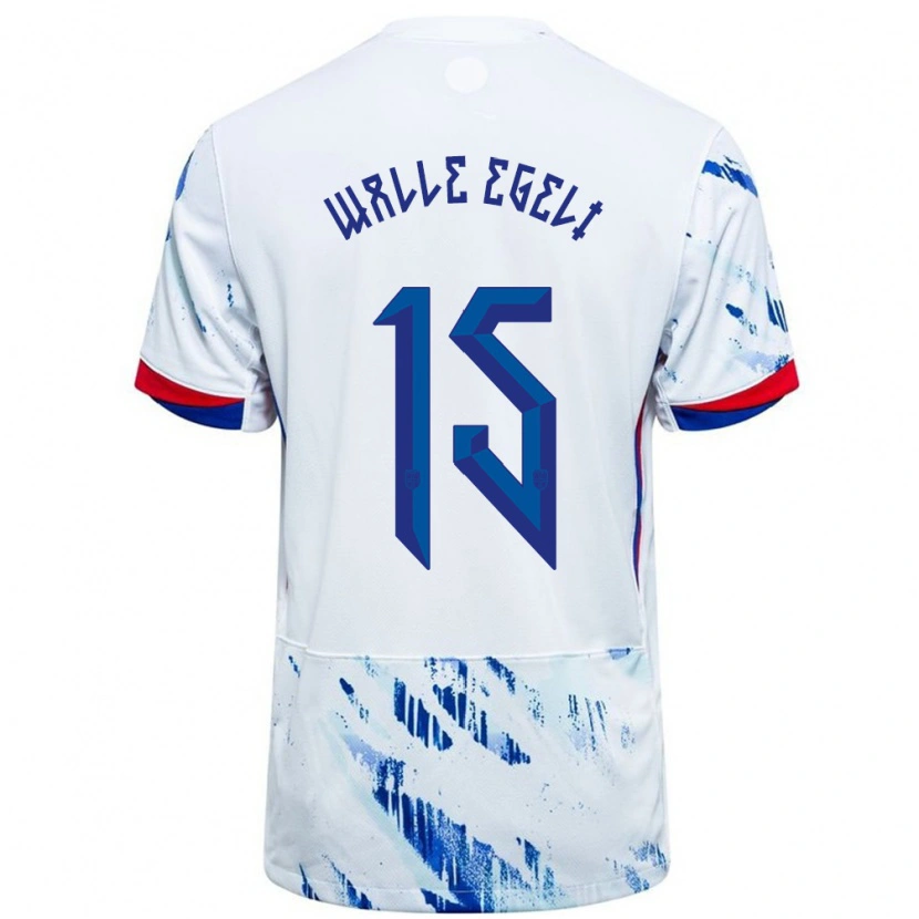 Danxen Niño Camiseta Noruega Sindre Walle Egeli #15 Blanco Azul 2ª Equipación 24-26 La Camisa México