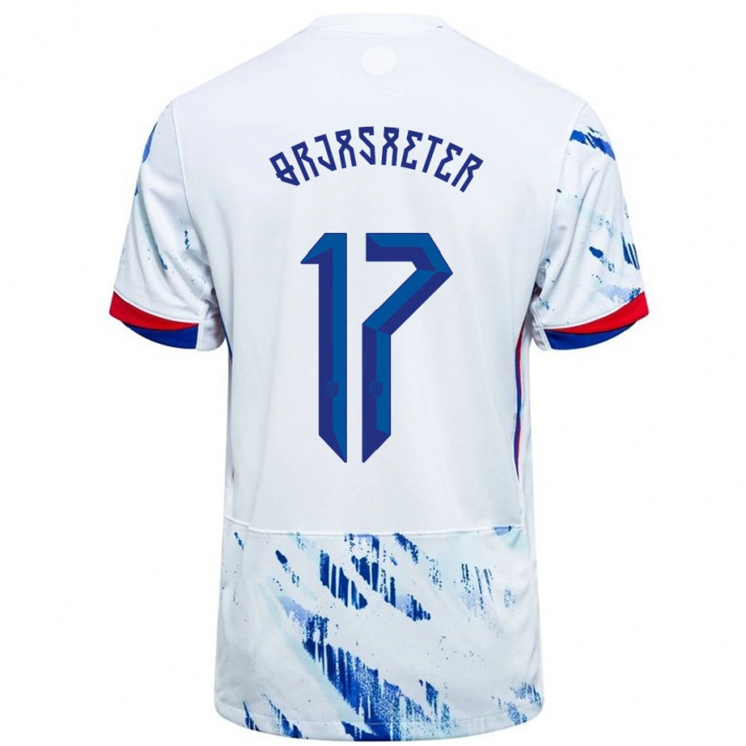 Danxen Niño Camiseta Noruega Sondre Ørjasæter #17 Blanco Azul 2ª Equipación 24-26 La Camisa México