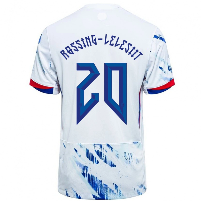 Danxen Niño Camiseta Noruega Alexander Røssing-Lelesiit #20 Blanco Azul 2ª Equipación 24-26 La Camisa México