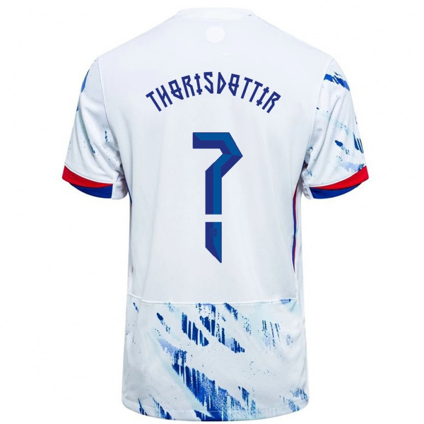 Danxen Niño Camiseta Noruega Maria Thorisdottir #0 Blanco Azul 2ª Equipación 24-26 La Camisa México