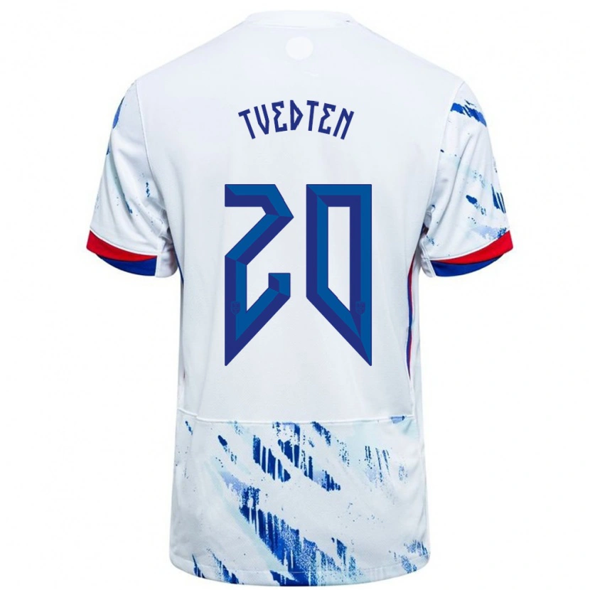 Danxen Niño Camiseta Noruega Olaug Tvedten #20 Blanco Azul 2ª Equipación 24-26 La Camisa México