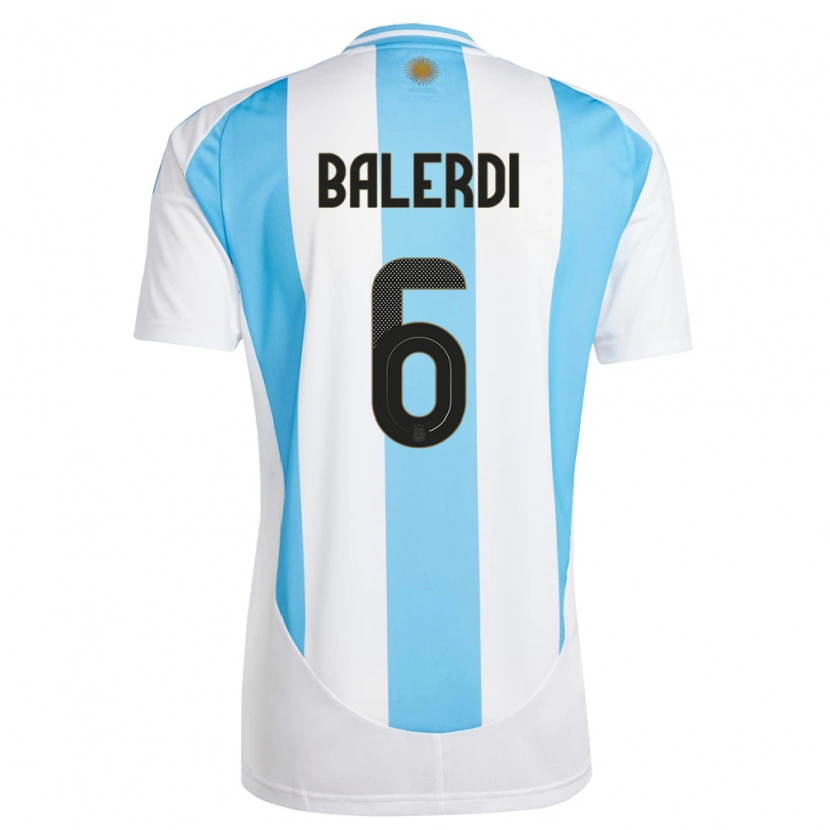 Danxen Hombre Camiseta Argentina Leonardo Balerdi #6 Blanco Azul 1ª Equipación 24-26 La Camisa México