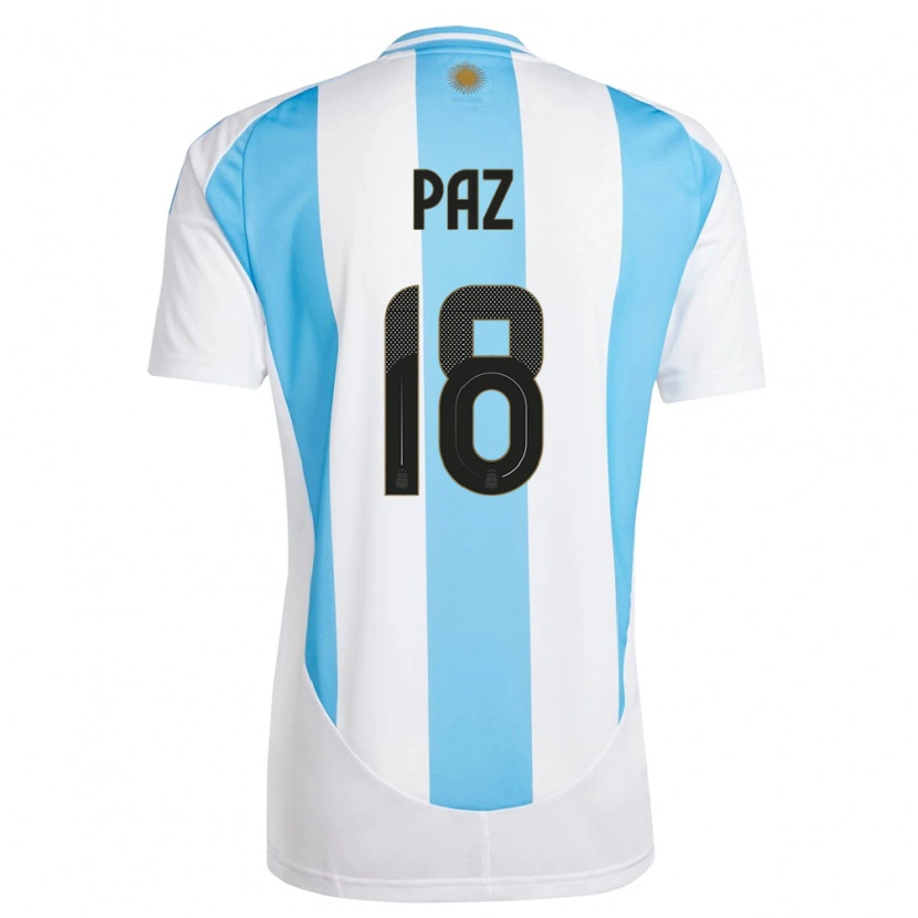 Danxen Hombre Camiseta Argentina Nico Paz #18 Blanco Azul 1ª Equipación 24-26 La Camisa México