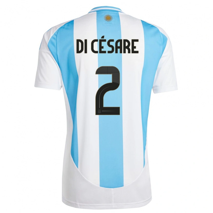 Danxen Hombre Camiseta Argentina Marco Di Césare #2 Blanco Azul 1ª Equipación 24-26 La Camisa México