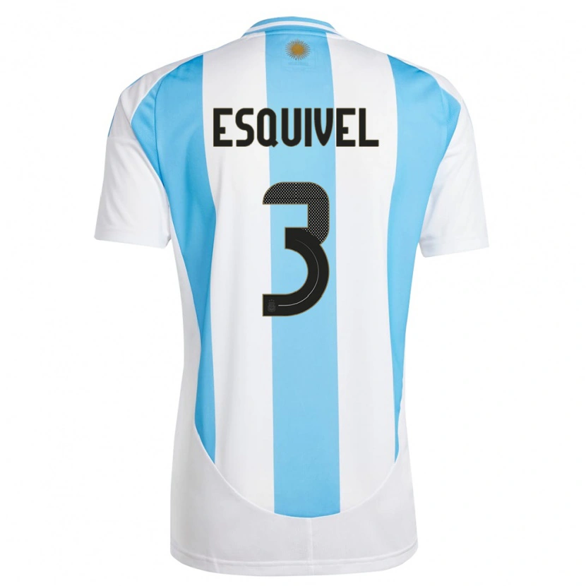 Danxen Hombre Camiseta Argentina Lucas Esquivel #3 Blanco Azul 1ª Equipación 24-26 La Camisa México