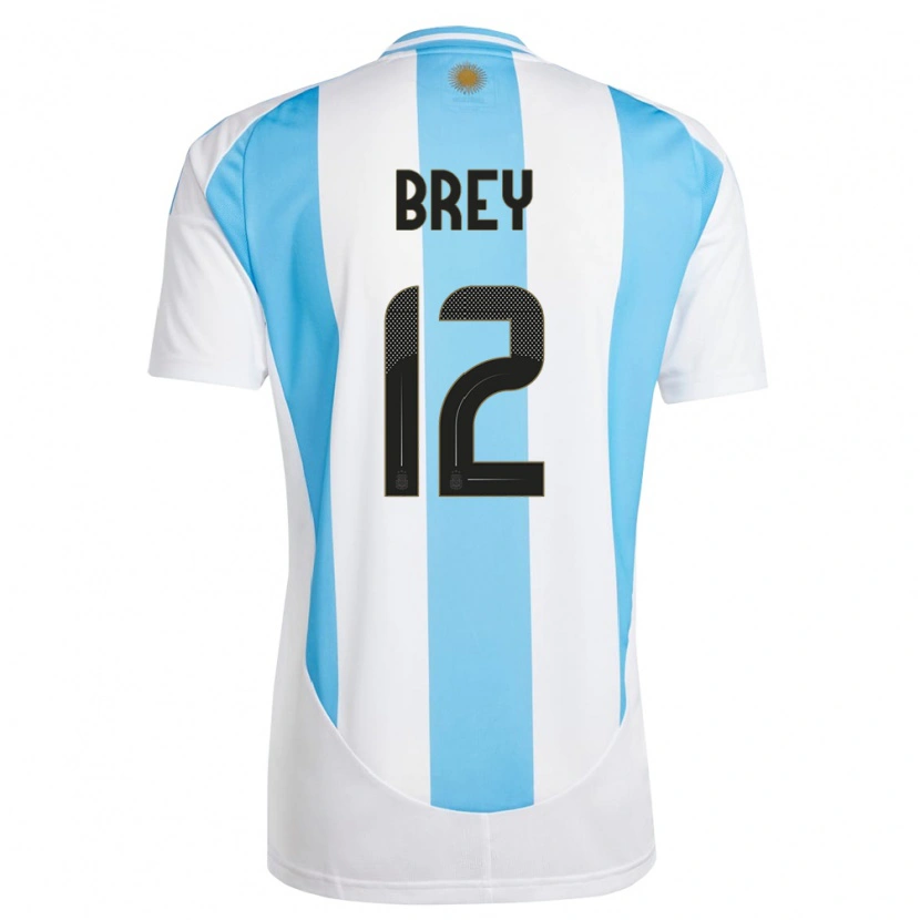 Danxen Hombre Camiseta Argentina Leandro Brey #12 Blanco Azul 1ª Equipación 24-26 La Camisa México