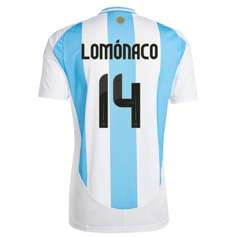 Danxen Hombre Camiseta Argentina Kevin Lomónaco #14 Blanco Azul 1ª Equipación 24-26 La Camisa México