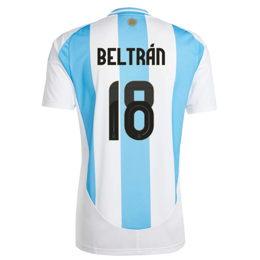 Danxen Hombre Camiseta Argentina Lucas Beltrán #18 Blanco Azul 1ª Equipación 24-26 La Camisa México