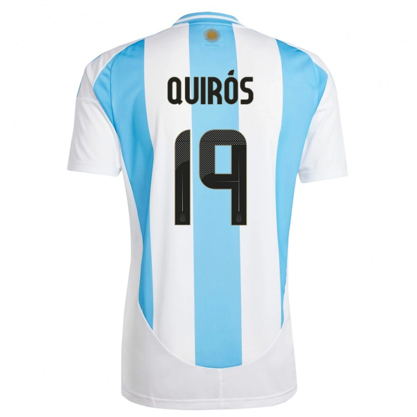 Danxen Hombre Camiseta Argentina Aarón Quirós #19 Blanco Azul 1ª Equipación 24-26 La Camisa México