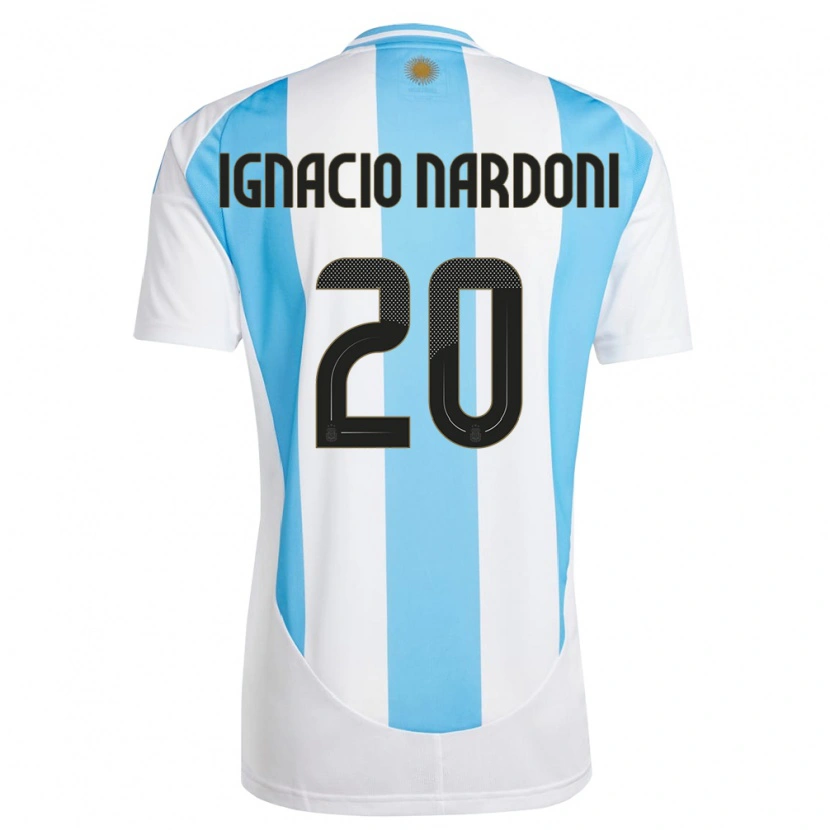 Danxen Hombre Camiseta Argentina Juan Ignacio Nardoni #20 Blanco Azul 1ª Equipación 24-26 La Camisa México
