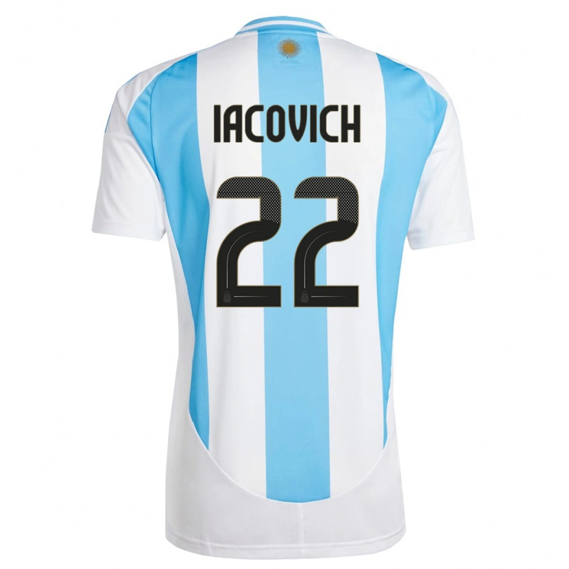 Danxen Hombre Camiseta Argentina Fabricio Iacovich #22 Blanco Azul 1ª Equipación 24-26 La Camisa México