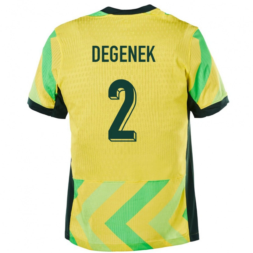 Danxen Hombre Camiseta Australia Milos Degenek #2 Dorado 1ª Equipación 24-26 La Camisa México