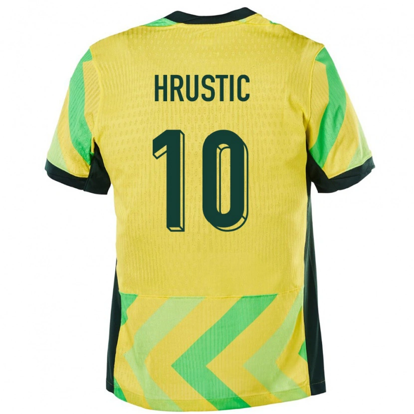 Danxen Hombre Camiseta Australia Ajdin Hrustić #10 Dorado 1ª Equipación 24-26 La Camisa México