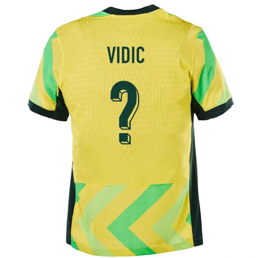 Danxen Hombre Camiseta Australia Justin Vidic #0 Dorado 1ª Equipación 24-26 La Camisa México