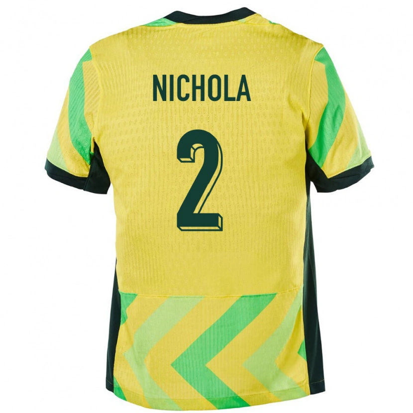 Danxen Hombre Camiseta Australia Malual Nichola #2 Dorado 1ª Equipación 24-26 La Camisa México