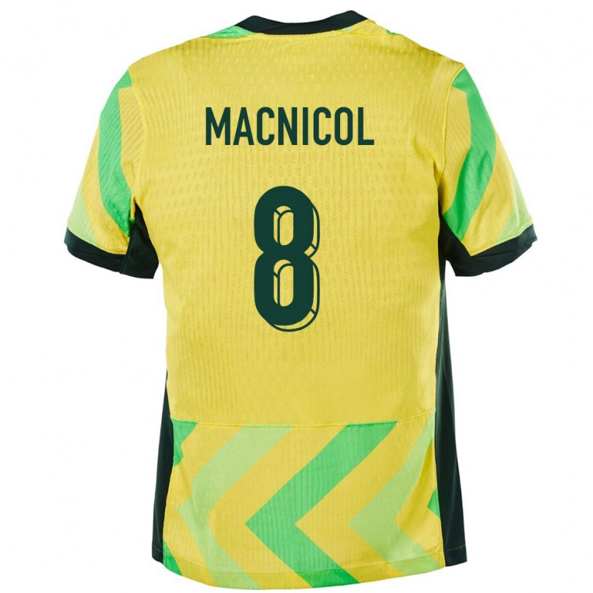 Danxen Hombre Camiseta Australia Quinn Macnicol #8 Dorado 1ª Equipación 24-26 La Camisa México