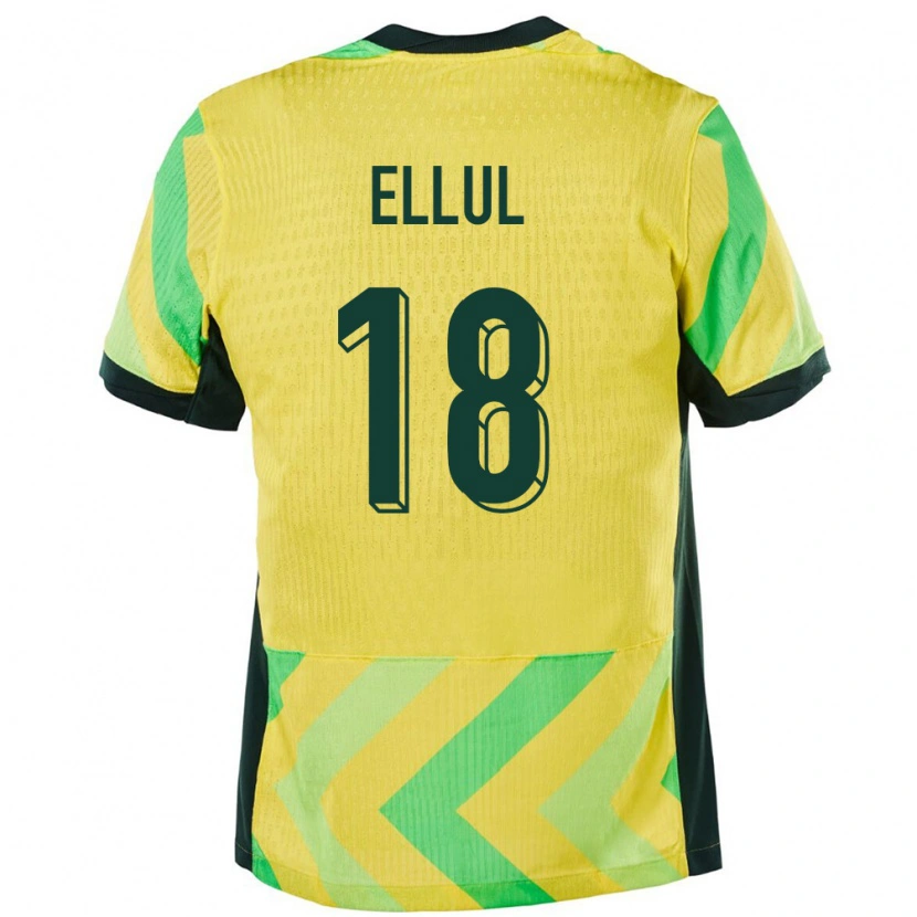 Danxen Hombre Camiseta Australia Noah Ellul #18 Dorado 1ª Equipación 24-26 La Camisa México