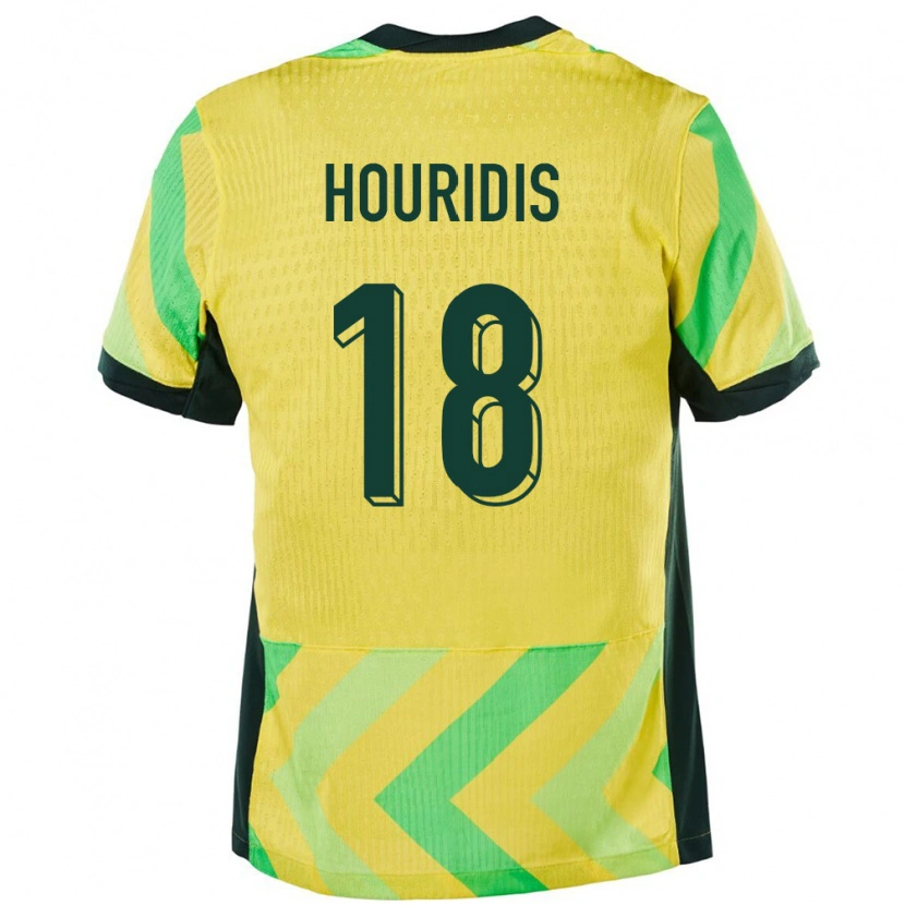 Danxen Hombre Camiseta Australia James Houridis #18 Dorado 1ª Equipación 24-26 La Camisa México