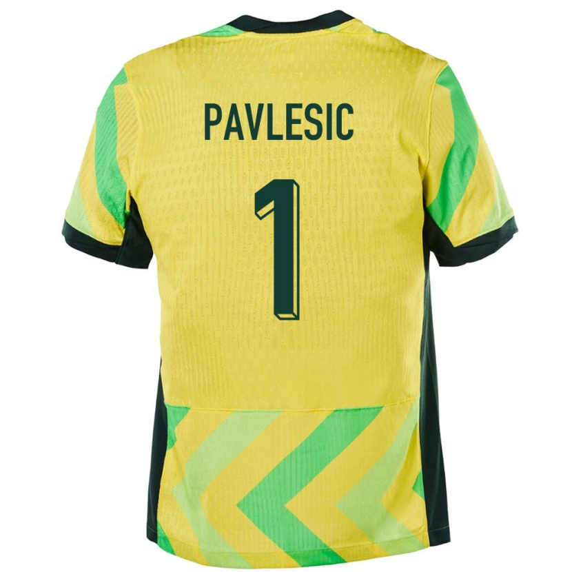 Danxen Hombre Camiseta Australia Adam Pavlesic #1 Dorado 1ª Equipación 24-26 La Camisa México