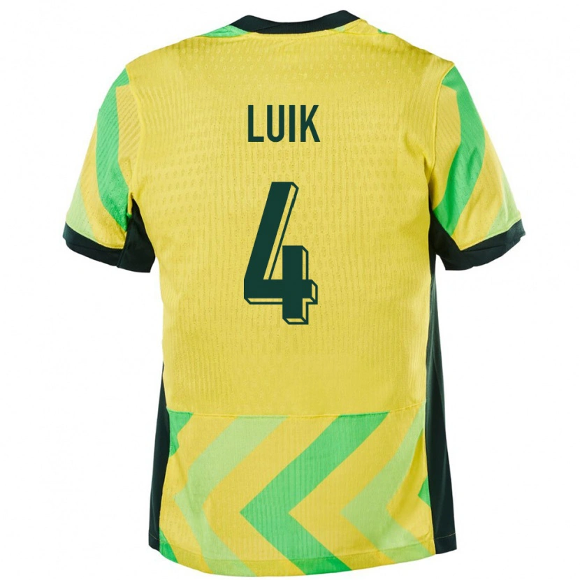 Danxen Hombre Camiseta Australia Aivi Luik #4 Dorado 1ª Equipación 24-26 La Camisa México