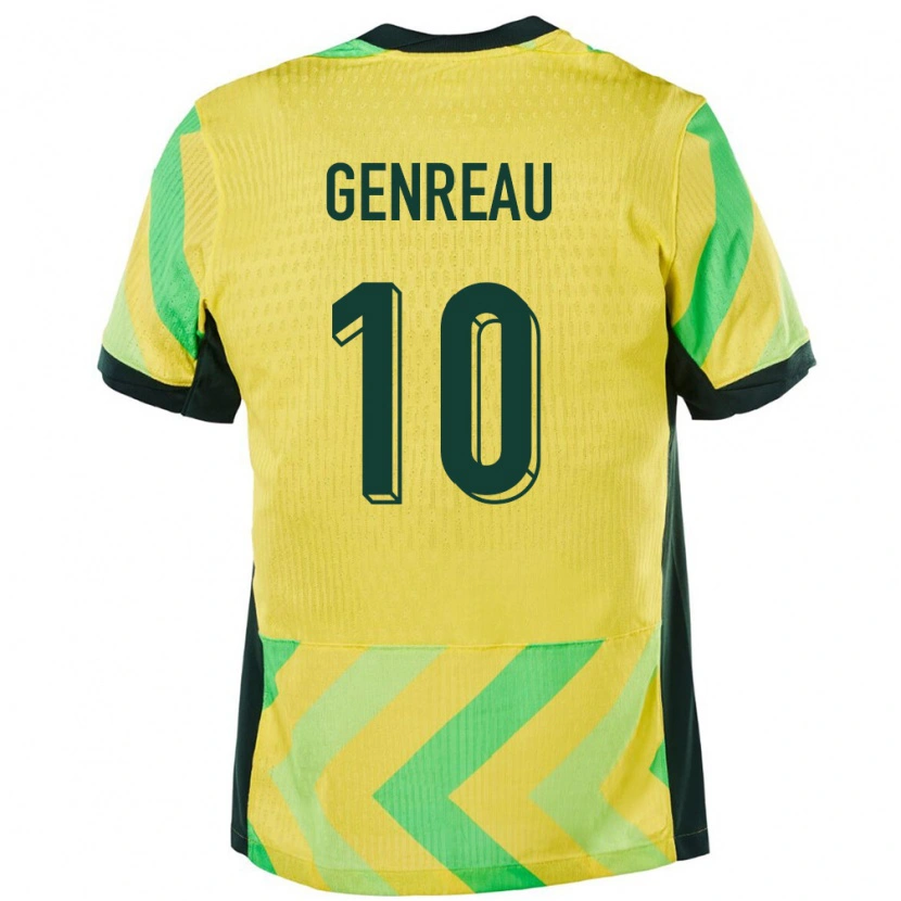 Danxen Hombre Camiseta Australia Denis Genreau #10 Dorado 1ª Equipación 24-26 La Camisa México