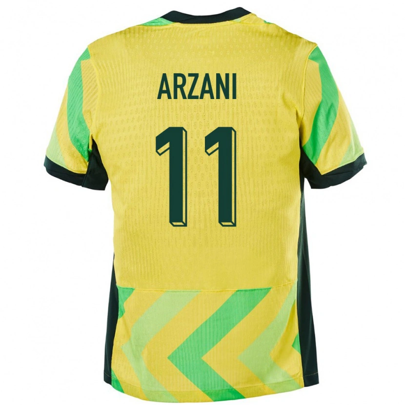 Danxen Hombre Camiseta Australia Daniel Arzani #11 Dorado 1ª Equipación 24-26 La Camisa México