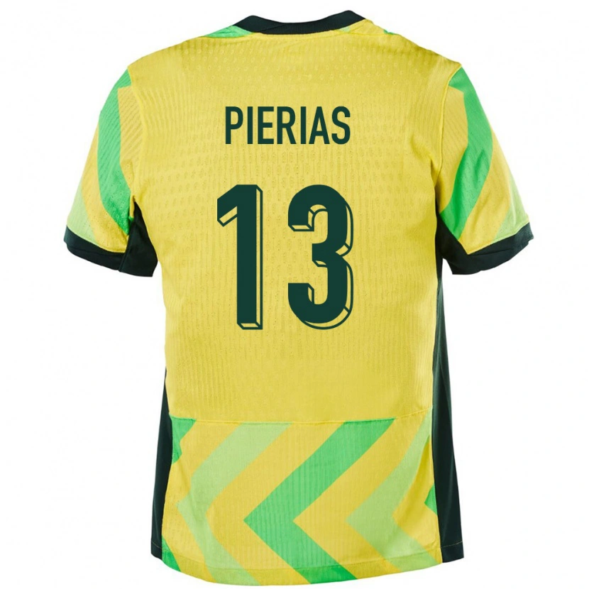 Danxen Hombre Camiseta Australia Dylan Pierias #13 Dorado 1ª Equipación 24-26 La Camisa México