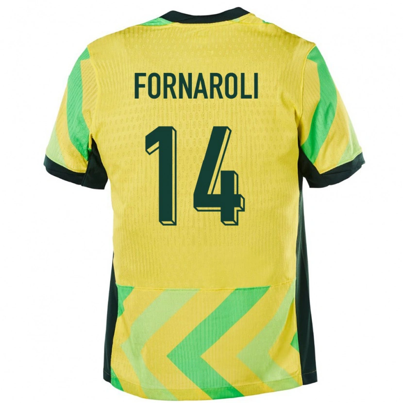 Danxen Hombre Camiseta Australia Bruno Fornaroli #14 Dorado 1ª Equipación 24-26 La Camisa México