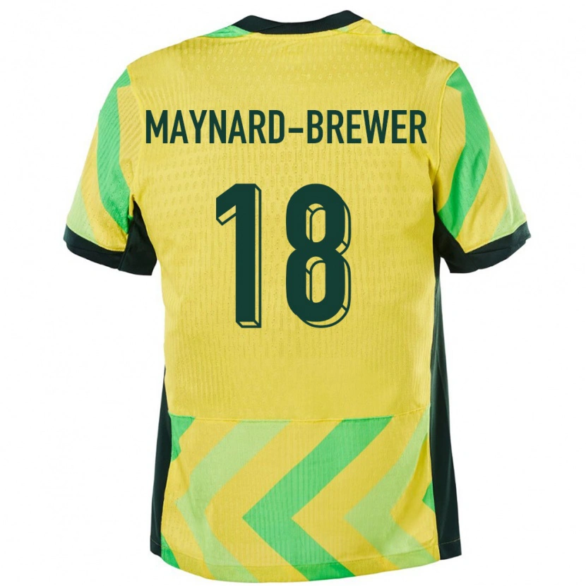 Danxen Hombre Camiseta Australia Ashley Maynard Brewer #18 Dorado 1ª Equipación 24-26 La Camisa México