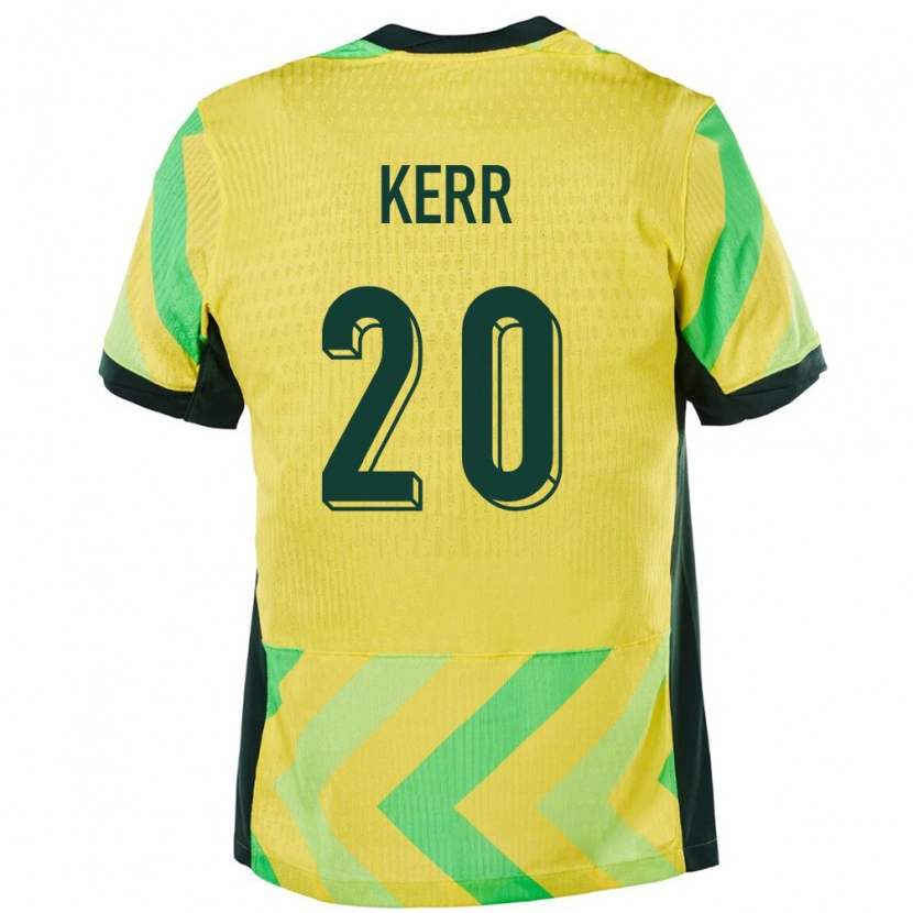 Danxen Hombre Camiseta Australia Sam Kerr #20 Dorado 1ª Equipación 24-26 La Camisa México