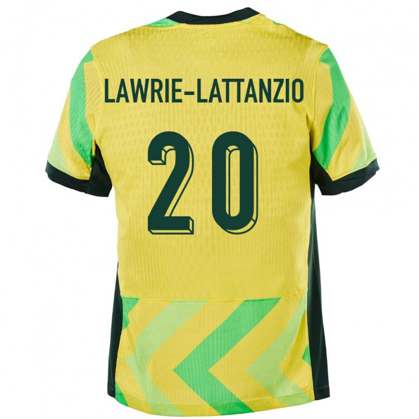 Danxen Hombre Camiseta Australia Luis Lawrie Lattanzio #20 Dorado 1ª Equipación 24-26 La Camisa México