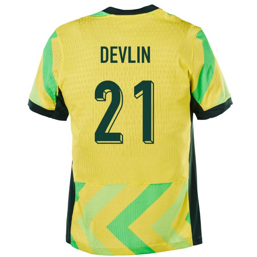 Danxen Hombre Camiseta Australia Cameron Devlin #21 Dorado 1ª Equipación 24-26 La Camisa México